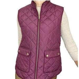 Catherine Malandrino burgundy pink polkadot quilted boxy vegan puffer ve…